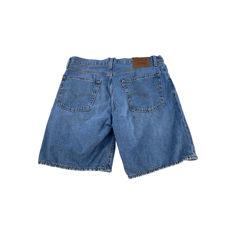 Mens Levi's Premium 569 Blue Denim Loose Straight Baggy Jean Shorts SIZE 36