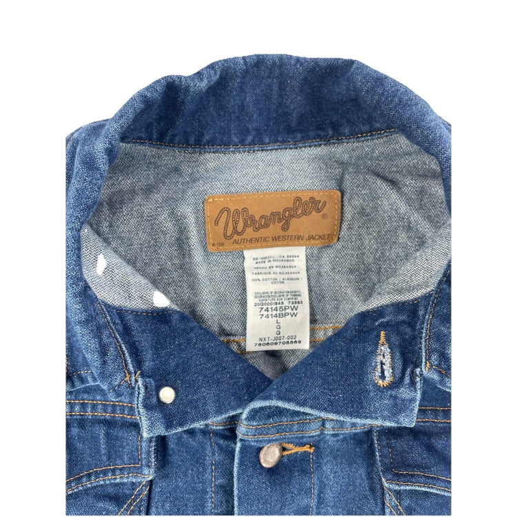 Men’s Wrangler Authentic Western Cowboy Cut Unlined Denim Jacket Size LG
