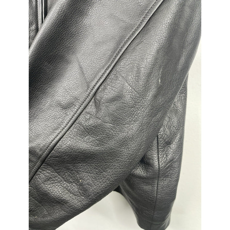 Men’s VTG Pendleton Western Wear Tribal Mount Boss Jacket Black Leather Sz Large