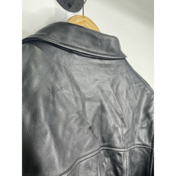 Men’s VTG Pendleton Western Wear Tribal Mount Boss Jacket Black Leather Sz Large