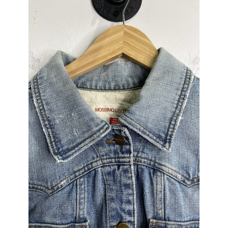 Womens Mossimo Denim Distressed Light Blue Denim Jacket Size 2XL