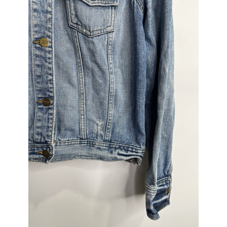 Womens Mossimo Denim Distressed Light Blue Denim Jacket Size 2XL