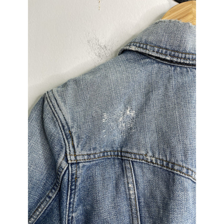 Womens Mossimo Denim Distressed Light Blue Denim Jacket Size 2XL