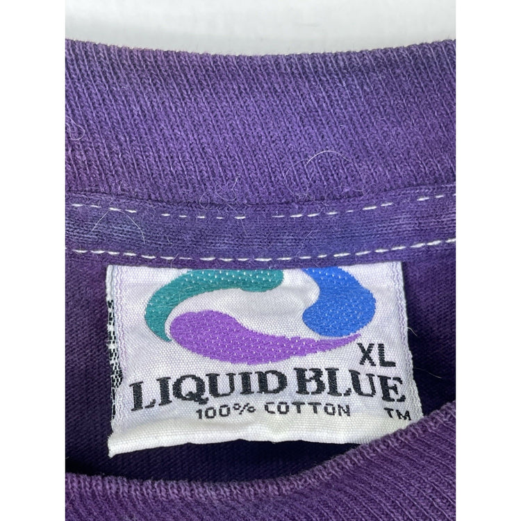 VNTG 90’S Liquid Blue All Over Print Galaxy Space Purple Tie Dye T-shirt Size XL