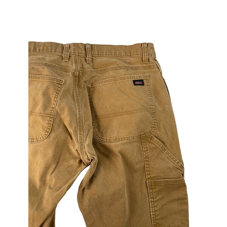 Men's Carhartt Dungaree Fit Canvas Carpenter Work Pants Brown Size 34x32