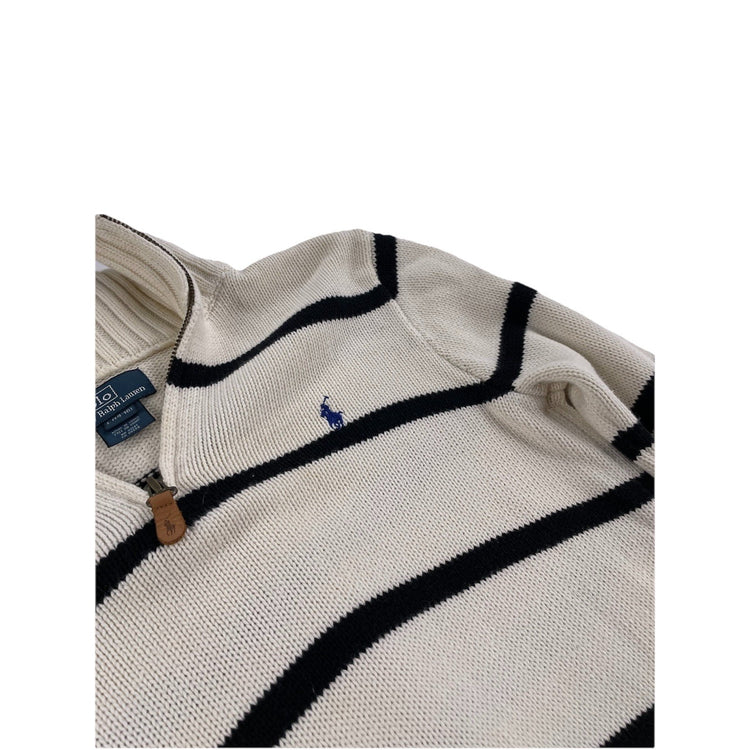 Mens Polo Ralph Lauren Size Large Black & White Knitted Quarter Zip