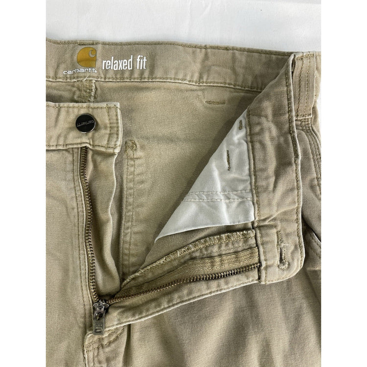 Mens Carhartt Relaxed Fit Khaki Pants Size 33X32