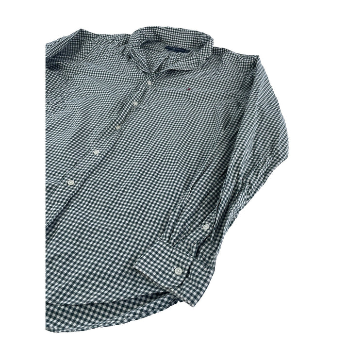 Mens Polo Ralph Lauren Green & White Gingham Check Pattern Collared Shirt Size L