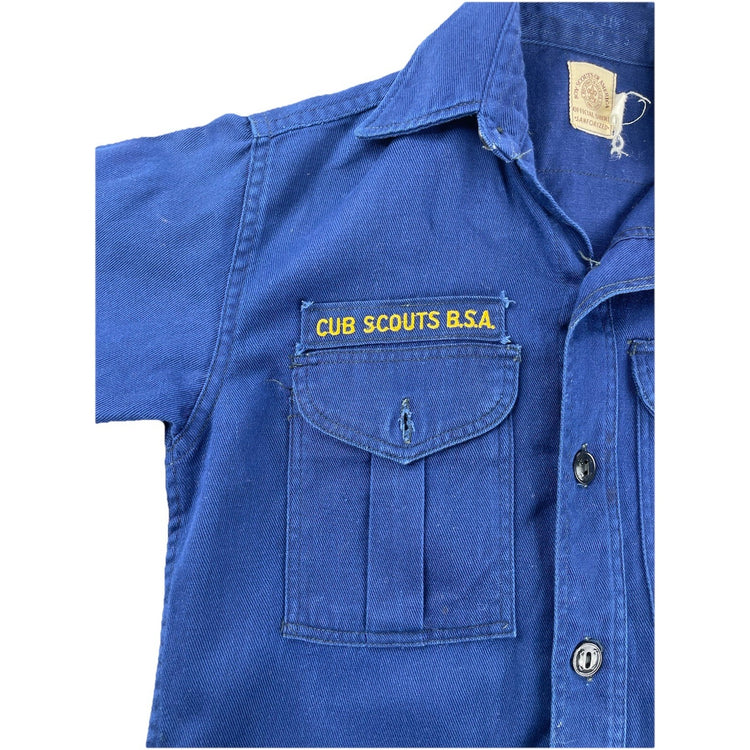 Kids Boys Scout Of America Navy Blue Long Sleeve Button Up Shirt Size S