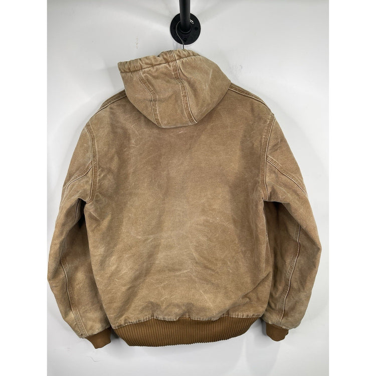 VTG CARHARTT Jacket Men Medium Brown Duck Canvas J130 BRN Hooded Coat Insulated
