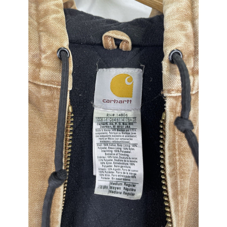 VTG CARHARTT Jacket Men Medium Brown Duck Canvas J130 BRN Hooded Coat Insulated