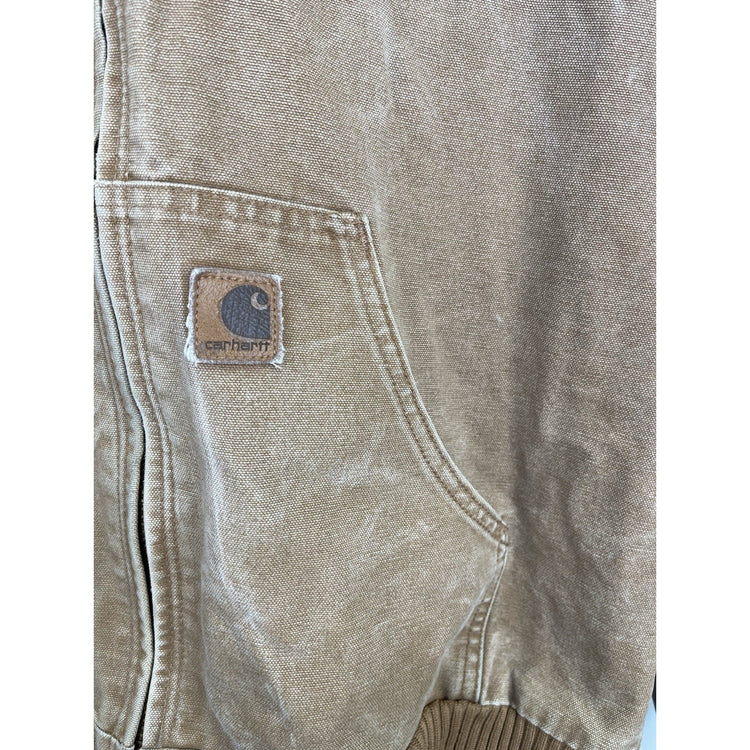 VTG CARHARTT Jacket Men Medium Brown Duck Canvas J130 BRN Hooded Coat Insulated