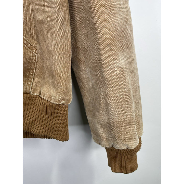 VTG CARHARTT Jacket Men Medium Brown Duck Canvas J130 BRN Hooded Coat Insulated