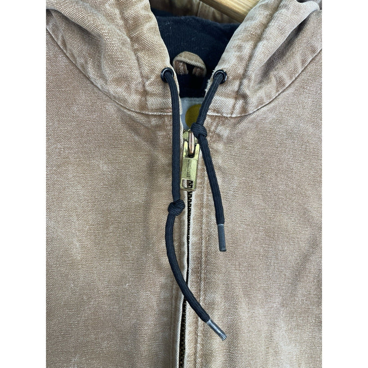 VTG CARHARTT Jacket Men Medium Brown Duck Canvas J130 BRN Hooded Coat Insulated
