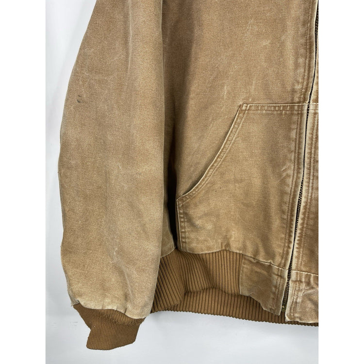 VTG CARHARTT Jacket Men Medium Brown Duck Canvas J130 BRN Hooded Coat Insulated