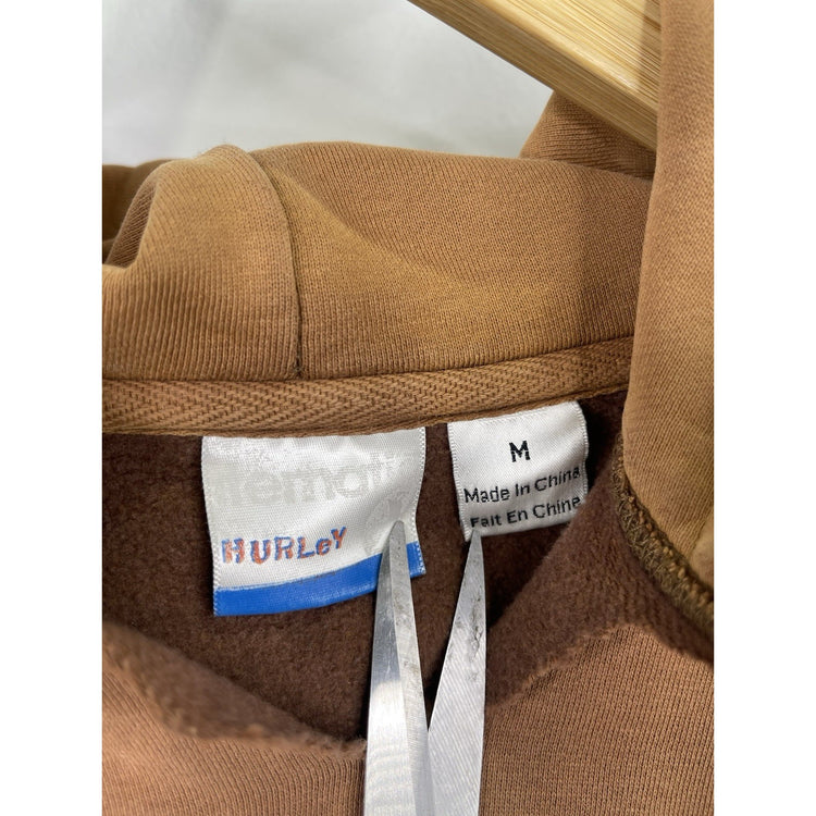 Men’s Vintage Hurley International Embroidered And Distressed Brown Hoodie Sz M