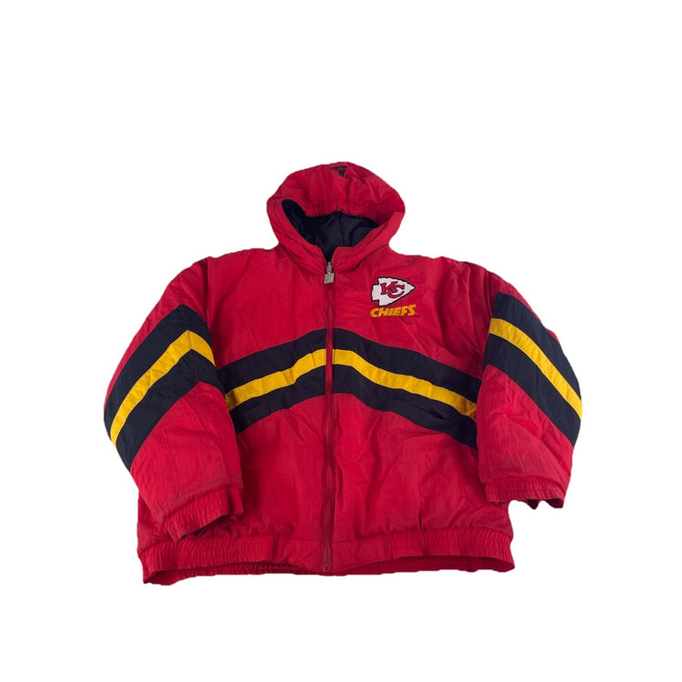 Mens Vintage 90s Might MAC Kansas City Chiefs Reversible Puffer Jacket Size M