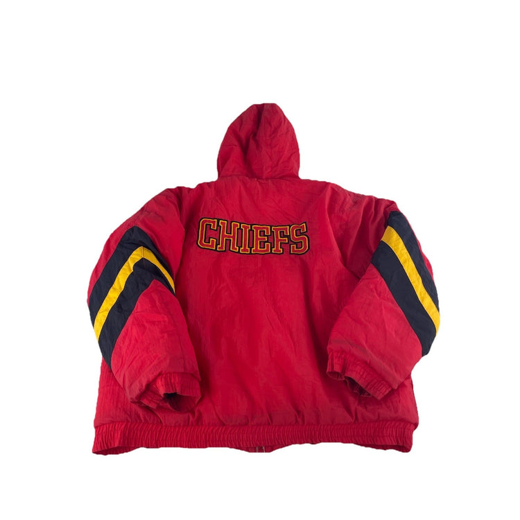 Mens Vintage 90s Might MAC Kansas City Chiefs Reversible Puffer Jacket Size M