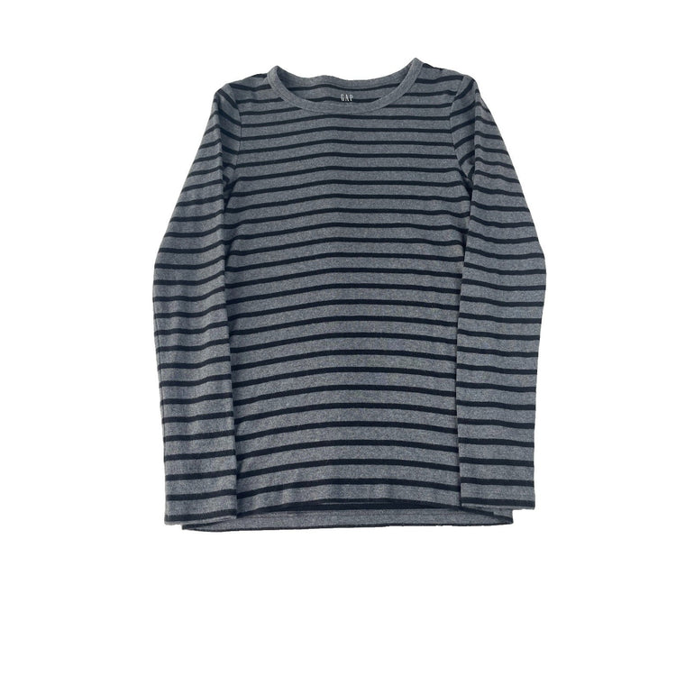 Womens GAP Gray Black Horizontal Striped Long Sleeve Basic Shirt Size S