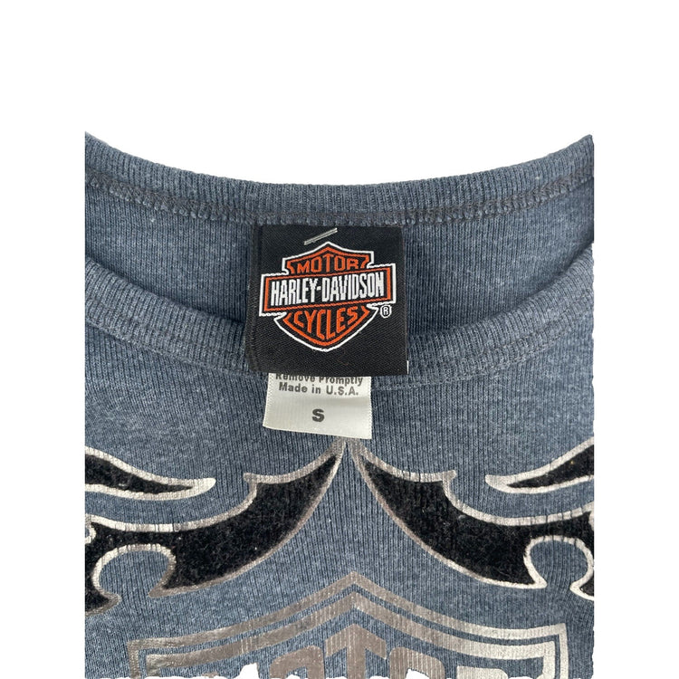 Womens Gray Motor Harley-Davidson Cycles Long Sleeve Shirt S
