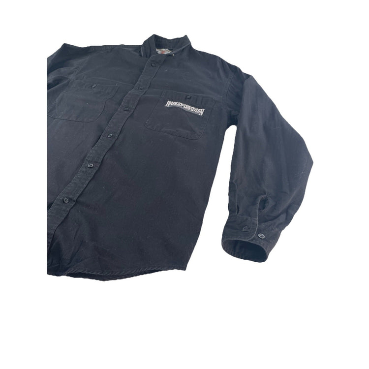 Mens Harley Davidson Classic Black Button-Down Longsleeve Shirt Size M