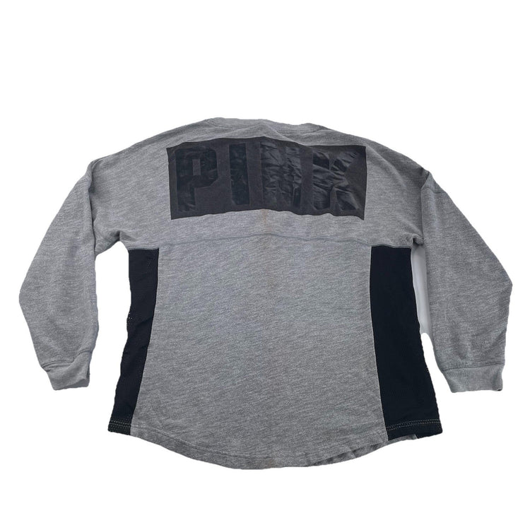 Women’s PINK Victoria Secret Gray w/Black Mesh Panels Sweatshirt Size L
