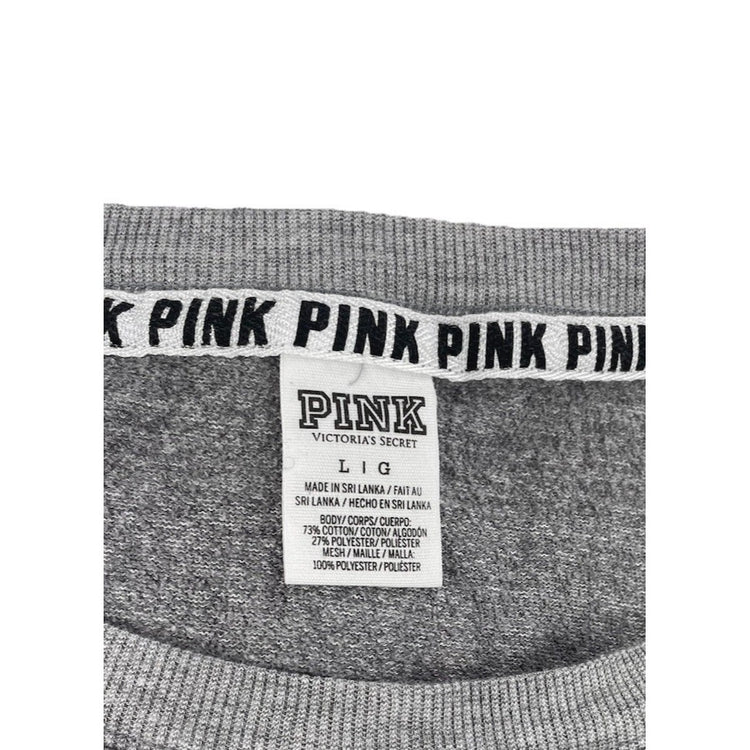 Women’s PINK Victoria Secret Gray w/Black Mesh Panels Sweatshirt Size L