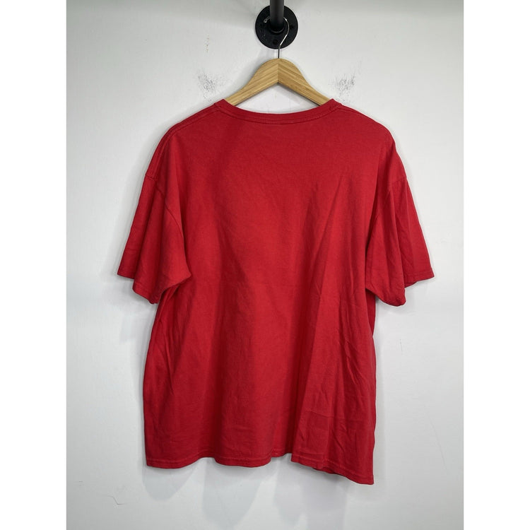 Men’s Y2K VTG Hybrid Brand ‘Virtue’ Graphic Red T Shirt Sz XL