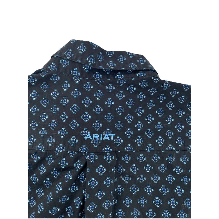 Mens Ariat Black&Blue Medallion Print, Long Sleeve, Button Up Shirt Size L