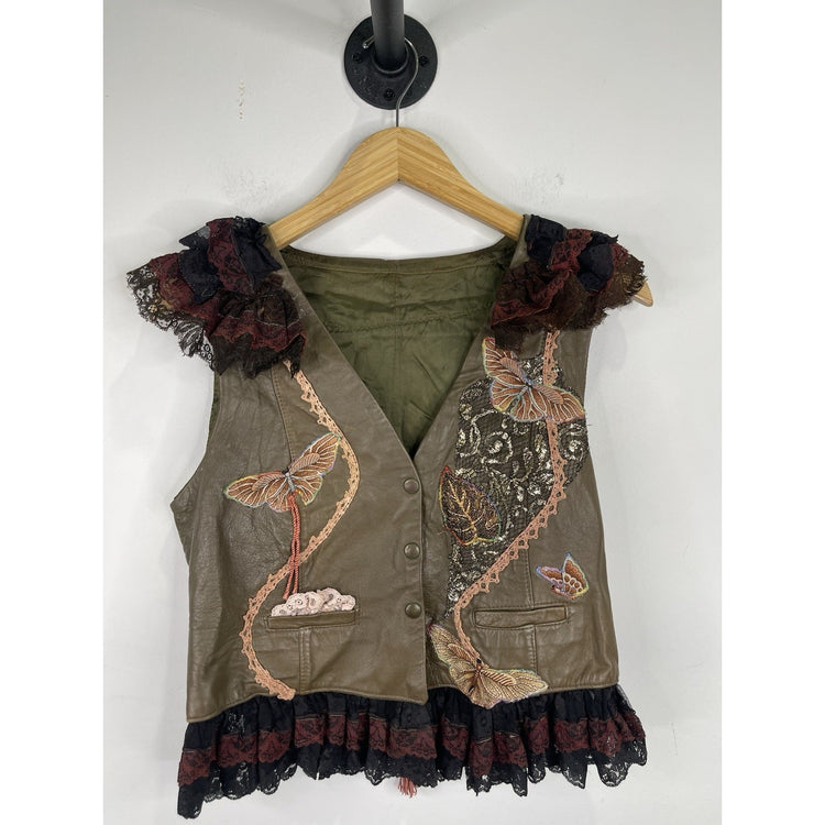 Women’s Leather italian fur plc fashions vest M/L