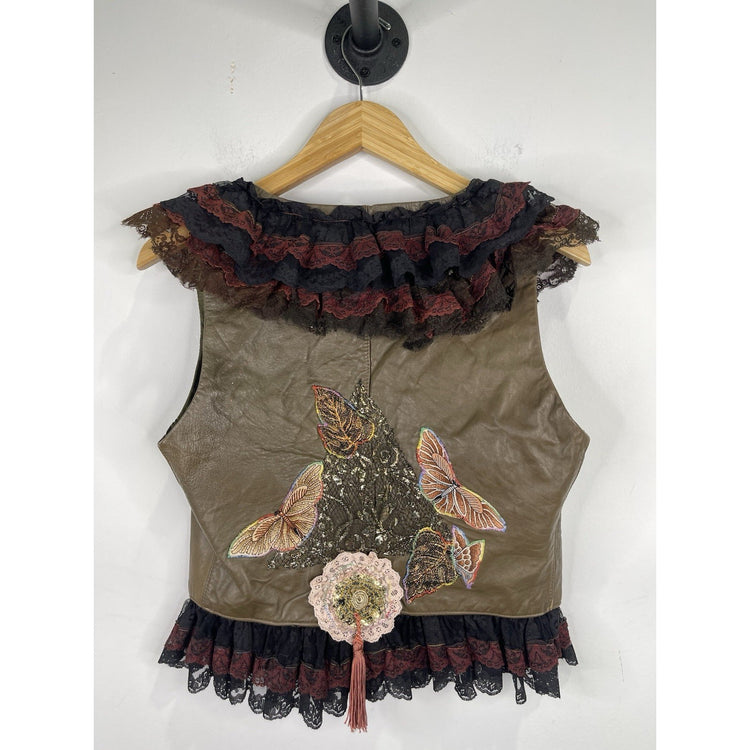 Women’s Leather italian fur plc fashions vest M/L