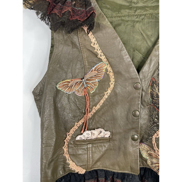 Women’s Leather italian fur plc fashions vest M/L