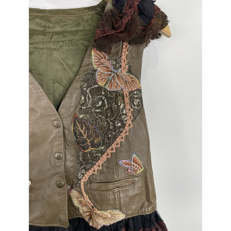 Women’s Leather italian fur plc fashions vest M/L