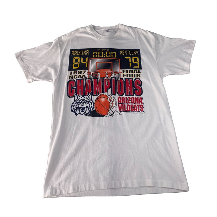 Mens Vintage Delta 1997 NCAA Champions Arizona Wildcats White T Shirt SIZE L