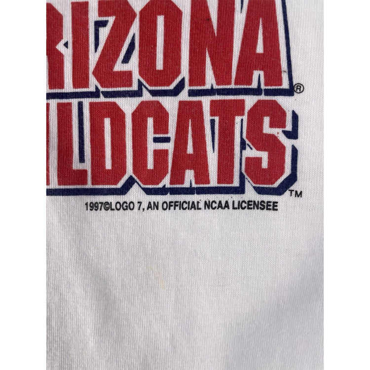 Mens Vintage Delta 1997 NCAA Champions Arizona Wildcats White T Shirt SIZE L