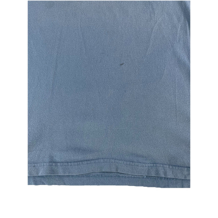 Mens Vintage Mossimo Light Blue Coat Of Arms ‘DFND-DEFY’ T Shirt Size L