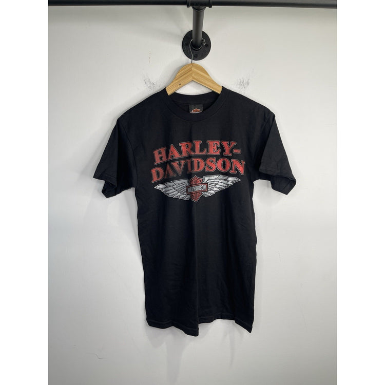 Men’s Motor Harley Davidson Cycles Graphic Double Sided Black T Shirt Sz S
