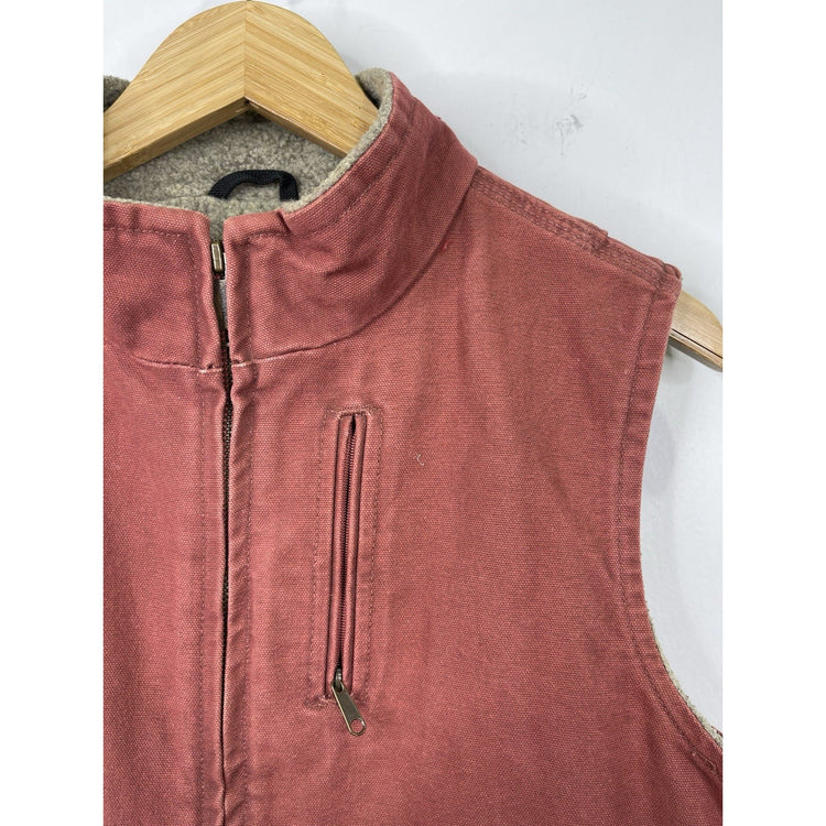 Women’s VTG Faded Red Carhartt Sherpa Fully Lined Vest Sz Small