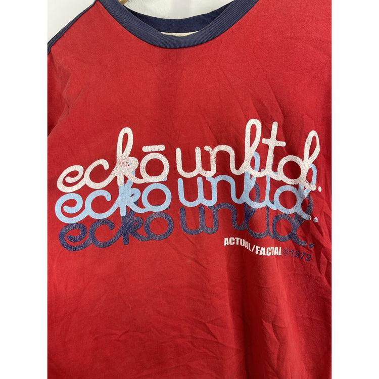 Men’s Vintage Y2k Eckō Unltd Actual/Factual 1972’ Red T Shirt Sz L