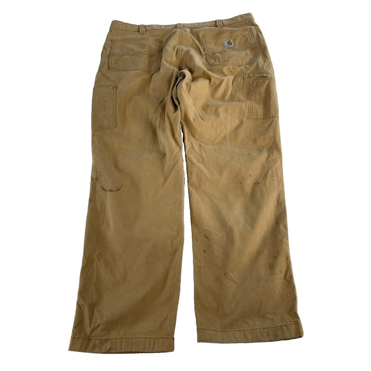 Men Carhartt DoubleKnee Brown Canvas Distressed Workwear Utility Pants Size42x32