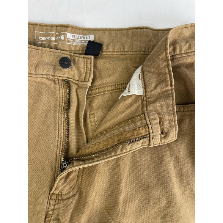 Mens Carhartt Relaxed Fit Khaki Work Pants Size 34X32