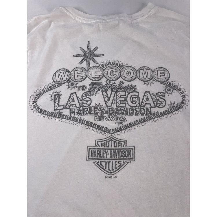 Womens Harley Davidson Motorcycle Slim Fit White Las Vegas Tee Size M