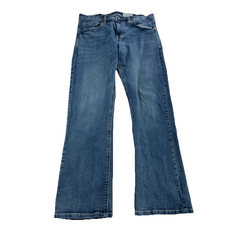 Mens TK AXEL Slim Bootcut Denim Blue Jeans Size 34x34