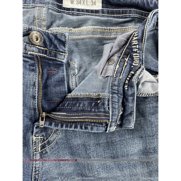 Mens TK AXEL Slim Bootcut Denim Blue Jeans Size 34x34