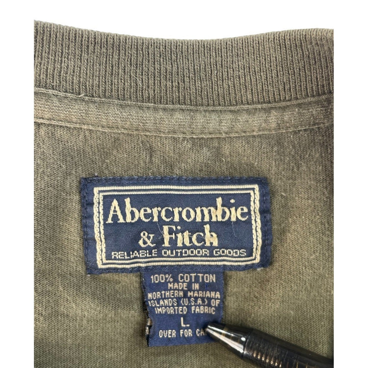 Mens Abercrombie & Fitch Olive Green Long Sleeve Graphic Shirt Size L