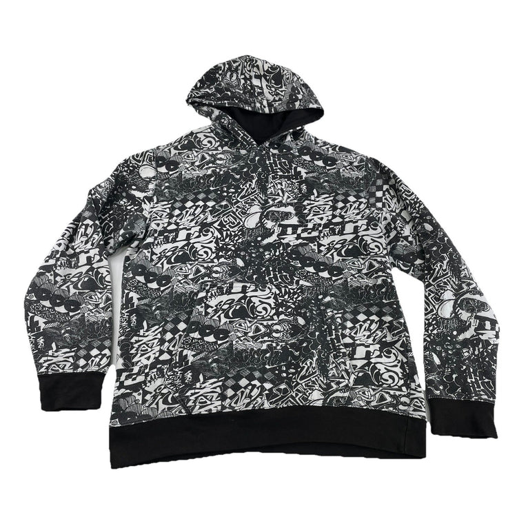 Mens 2010s Massive Graphic Black And White Hoodie Size M