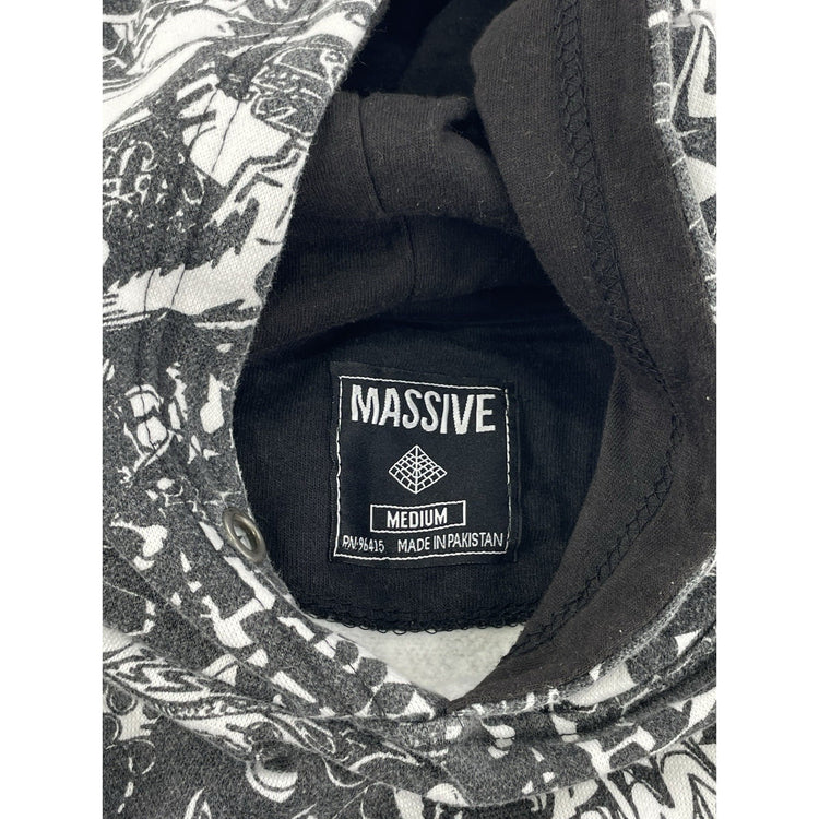 Mens 2010s Massive Graphic Black And White Hoodie Size M