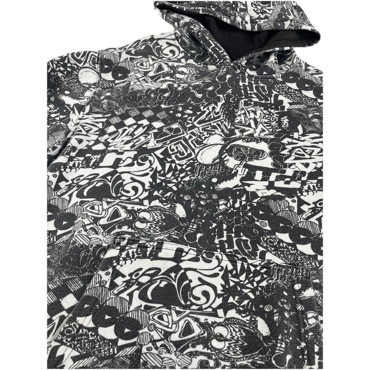 Mens 2010s Massive Graphic Black And White Hoodie Size M