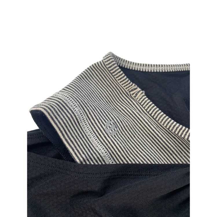 Womens Lululemon Black Striped No Limits Built In Bra Banded Bottom Tank SIZE 4