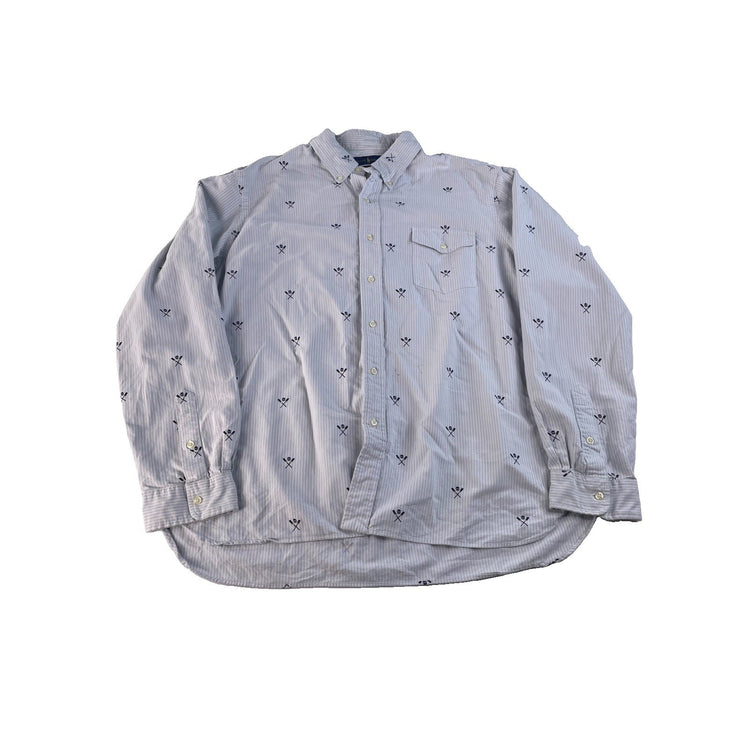Men Vintage Polo Ralph Lauren Striped Long Sleeve Button Down Size L
